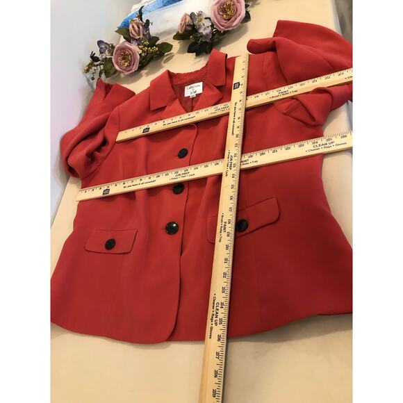 Collection For Le Suit Women Plus 20W Red Lapel Notch Collar 3 Buttons Closure - Picture 7 of 9